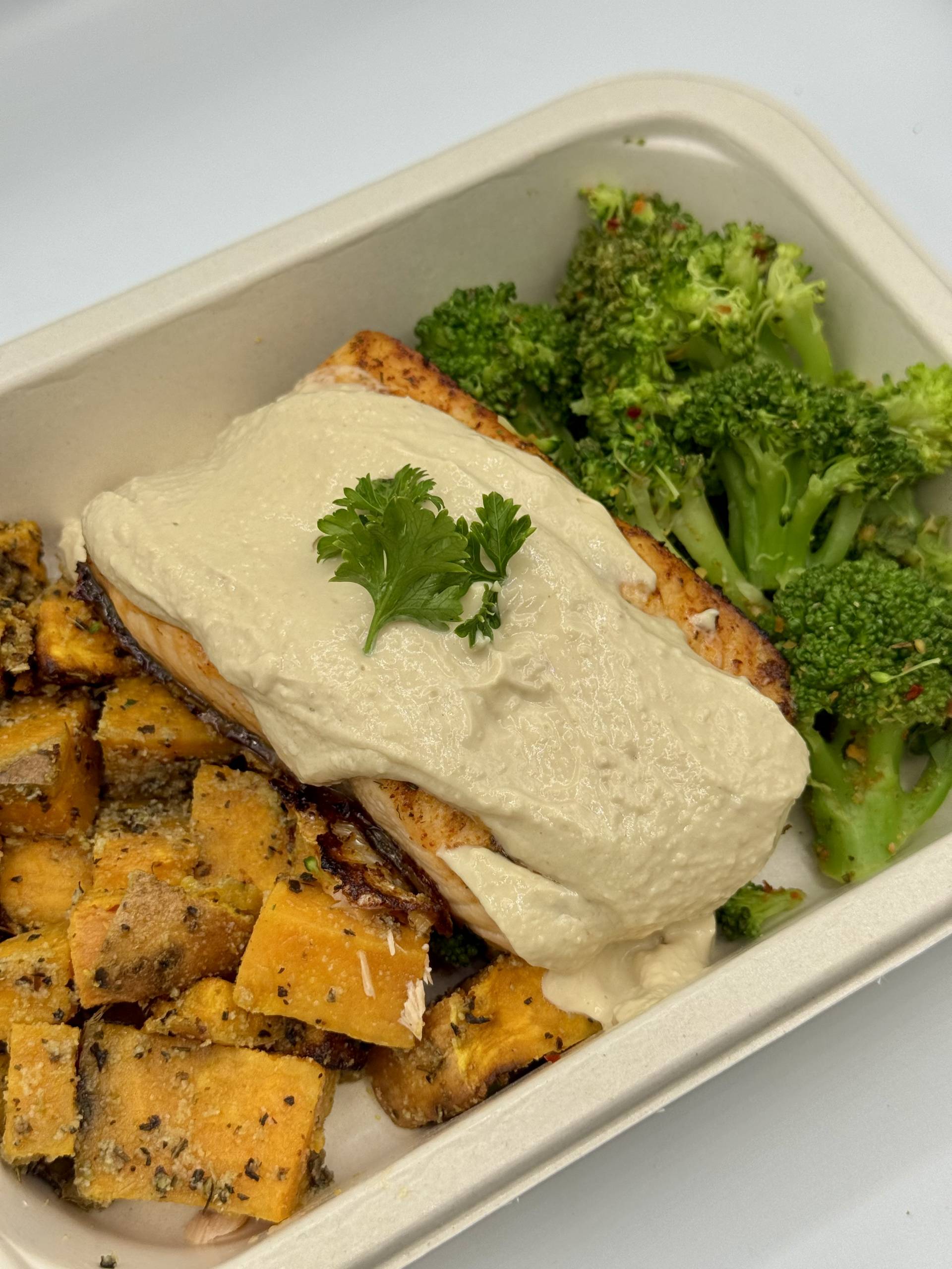 Salmon with Miso Tahini Yogurt